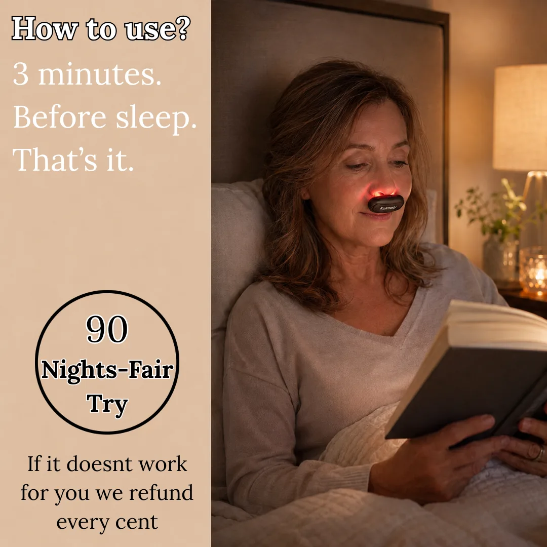 3 minutes before bed — the Kalmely device in use while reading