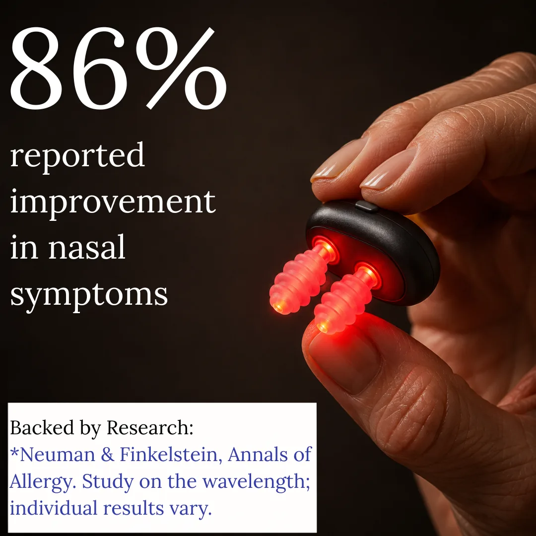 86% of customers reported improvement in nasal symptoms — 660nm light, backed by published research